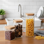 Minimalist Borosilicate Glass Jars with Natural Bamboo Lids