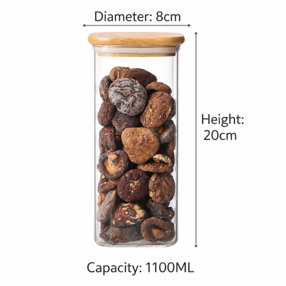 Minimalist Borosilicate Glass Jars with Natural Bamboo Lids