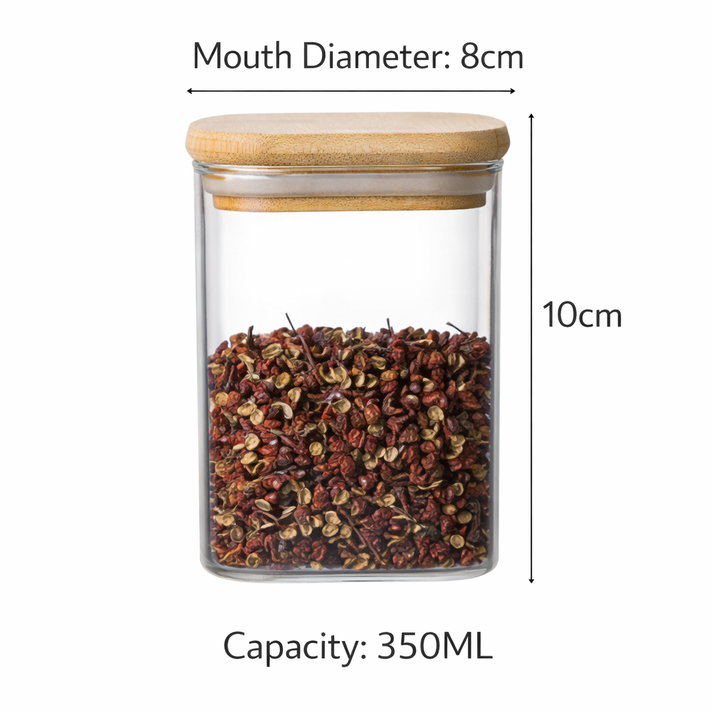 Minimalist Borosilicate Glass Jars with Natural Bamboo Lids