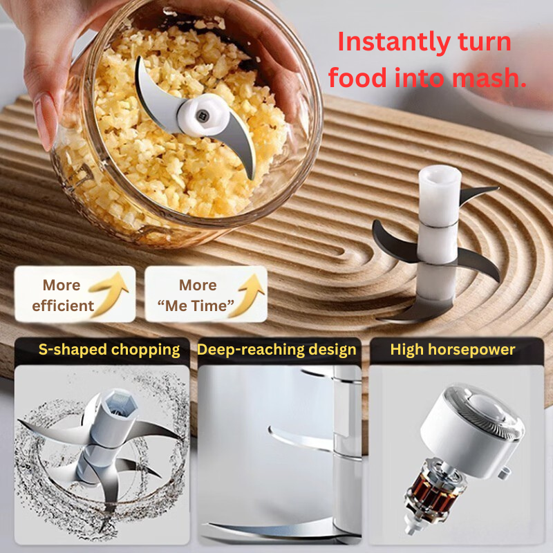 Premium Mini Electric Food Processor | Portable Cordless 350ML Vegetable Garlic Onion Nut Meat  Safe