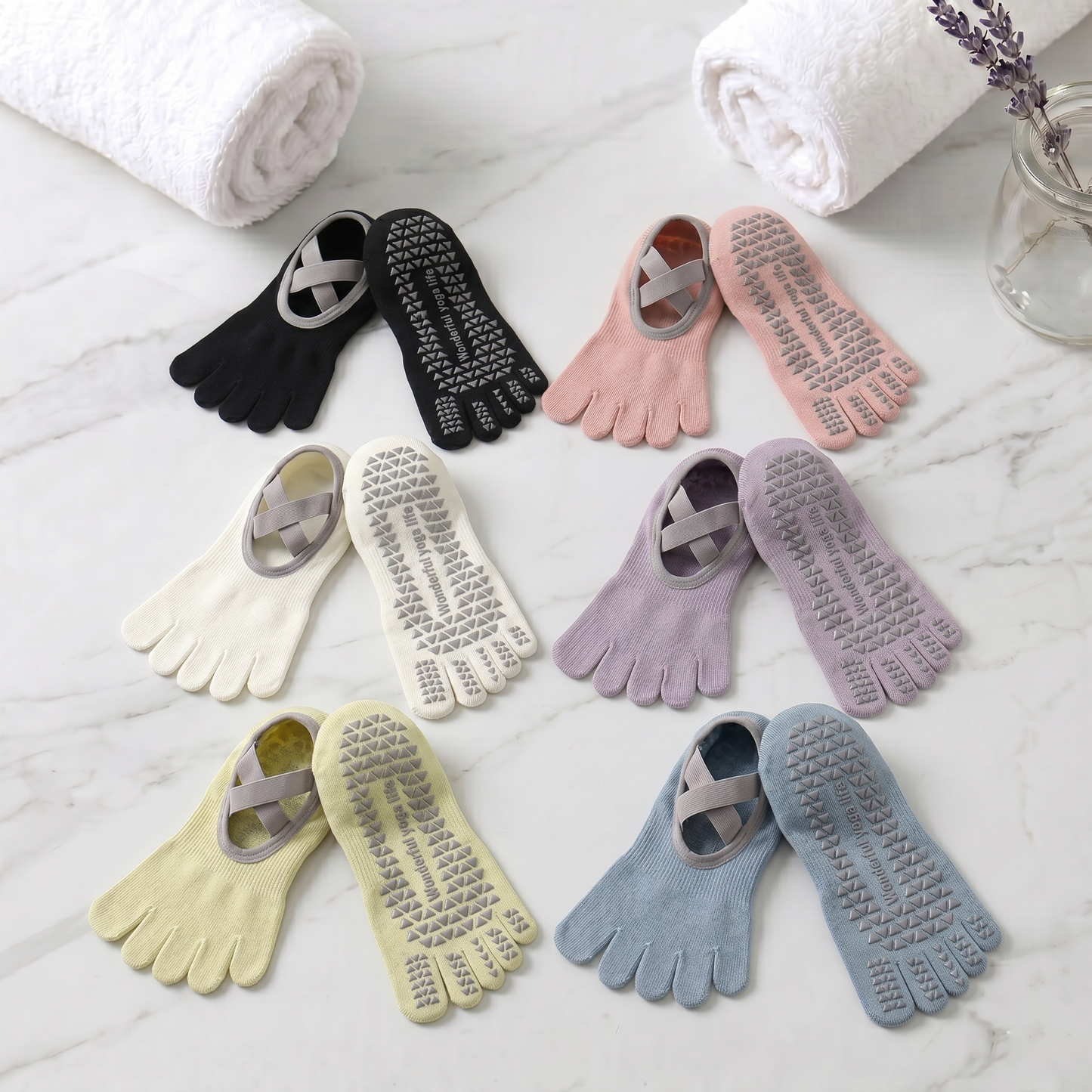 [Mother's Day Sale] Kora™ Short Cross-Strap Pilates / Yoga Five-Toe Socks for Ladies
