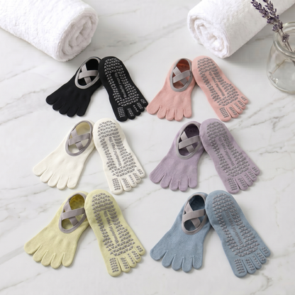 [Mother's Day Sale] Kora™ Short Cross-Strap Pilates / Yoga Five-Toe Socks for Ladies