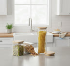 Minimalist Borosilicate Glass Jars with Natural Bamboo Lids